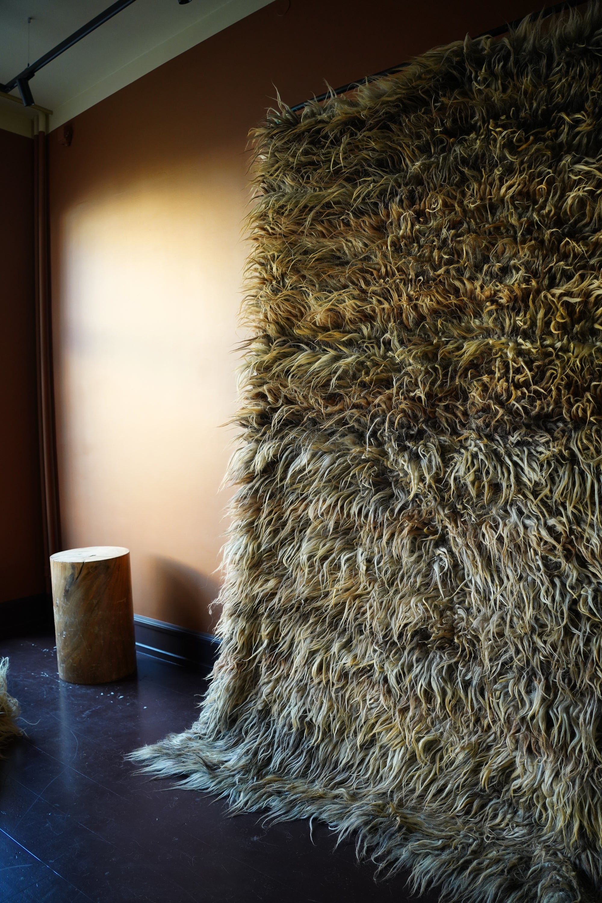 Brown Blond Fluffy Rug