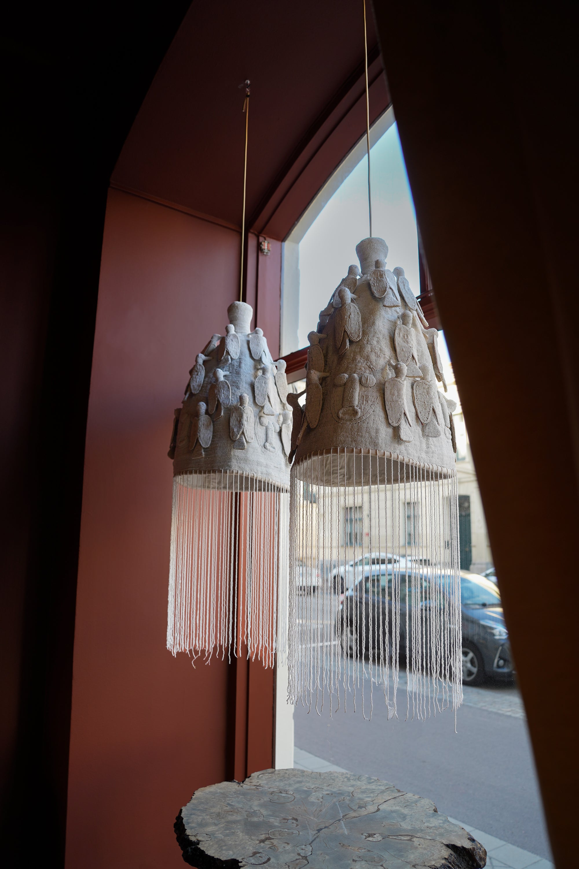 African Beaded Crown Lamps