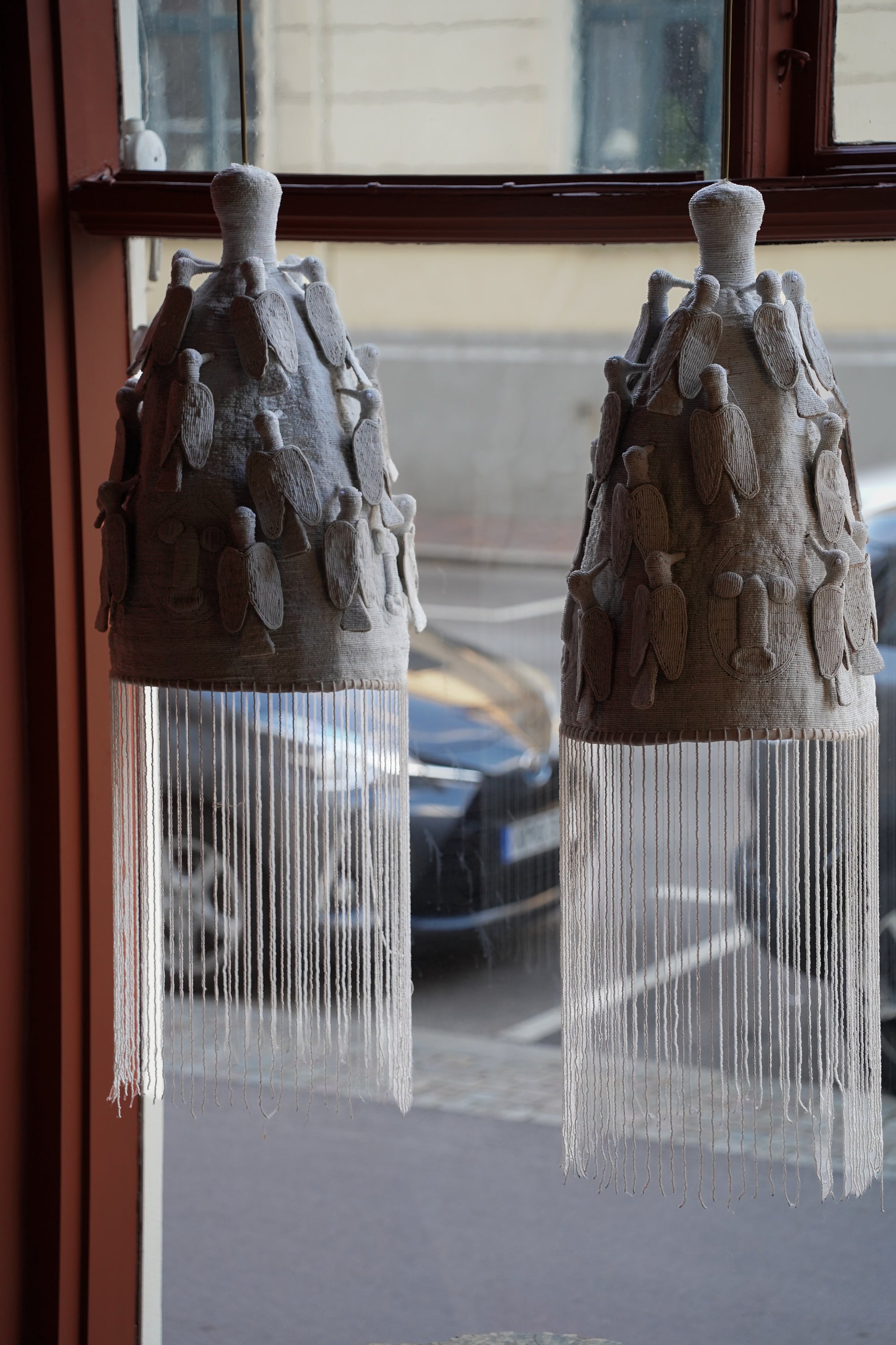 African Beaded Crown Lamps